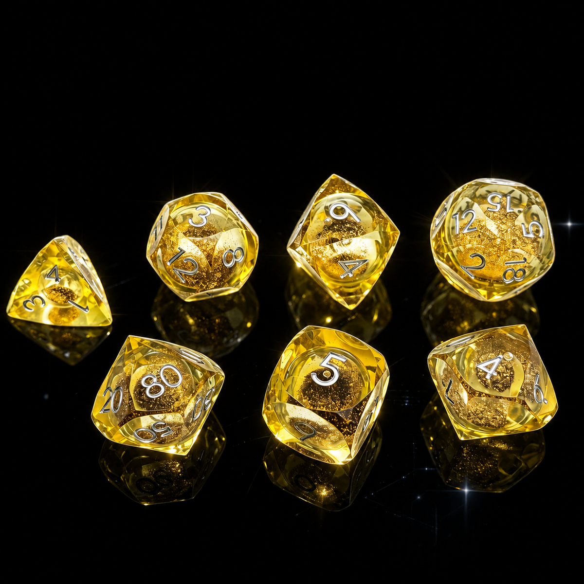 Gemstone dice set green sandflow resin