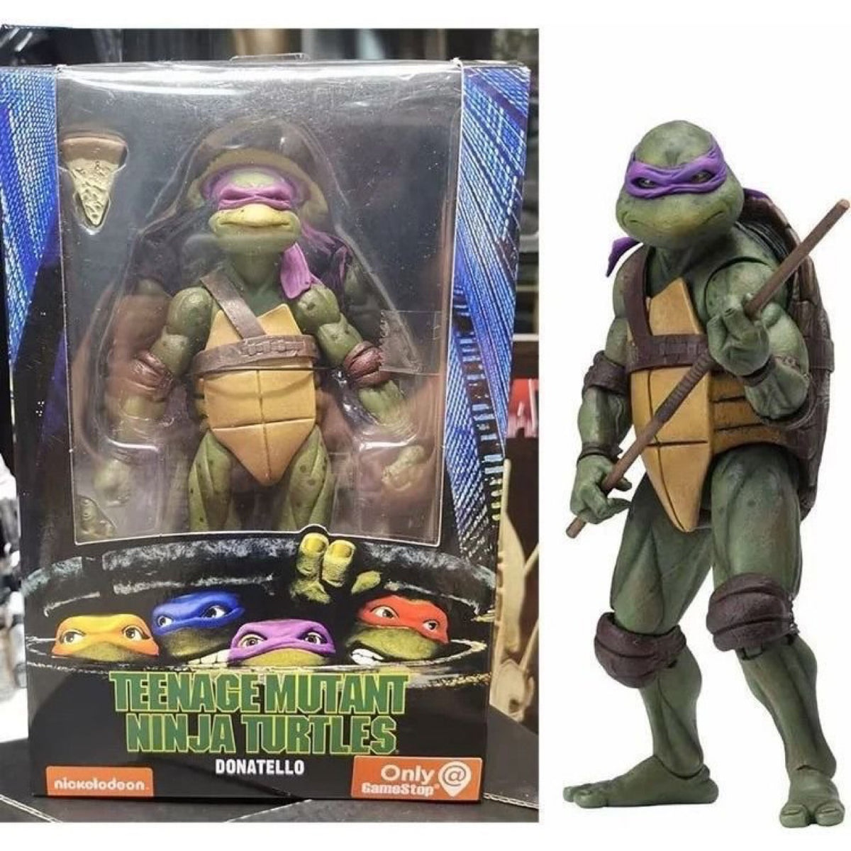 TMNT action figure Donatello from the 1990 movie, collectible PVC figure in color box, perfect for fans and collectors.