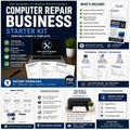Computer Repair Business starter kit featuring printable forms and templates for organizing services and customer management.